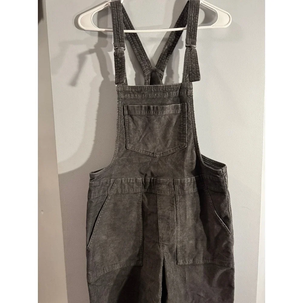 Aerie Womens Werk & Play black corduroy overalls oversized XS‎